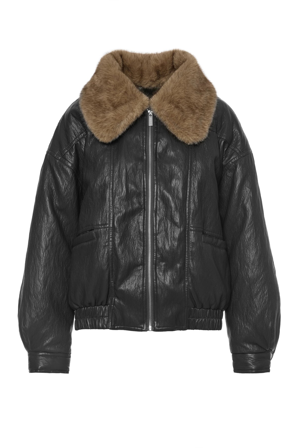 Chaqueta bomber efecto piel.