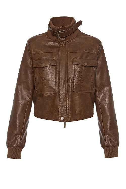 Chaqueta cuello alto canalé