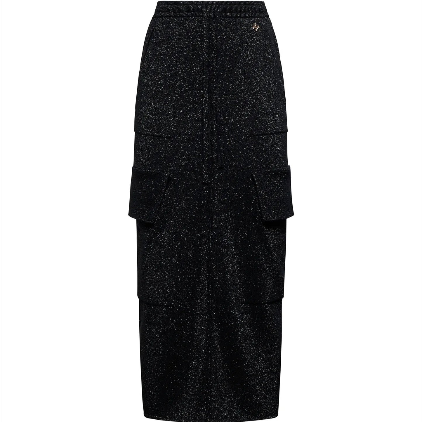 Falda larga negra y brillante