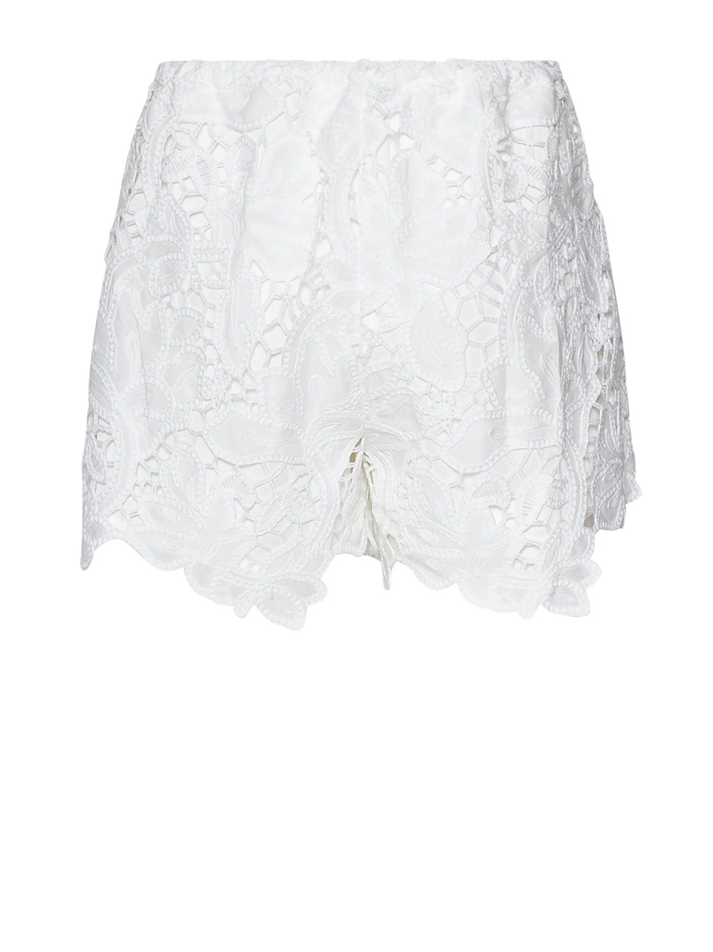 Pantalón corto encaje blanco.