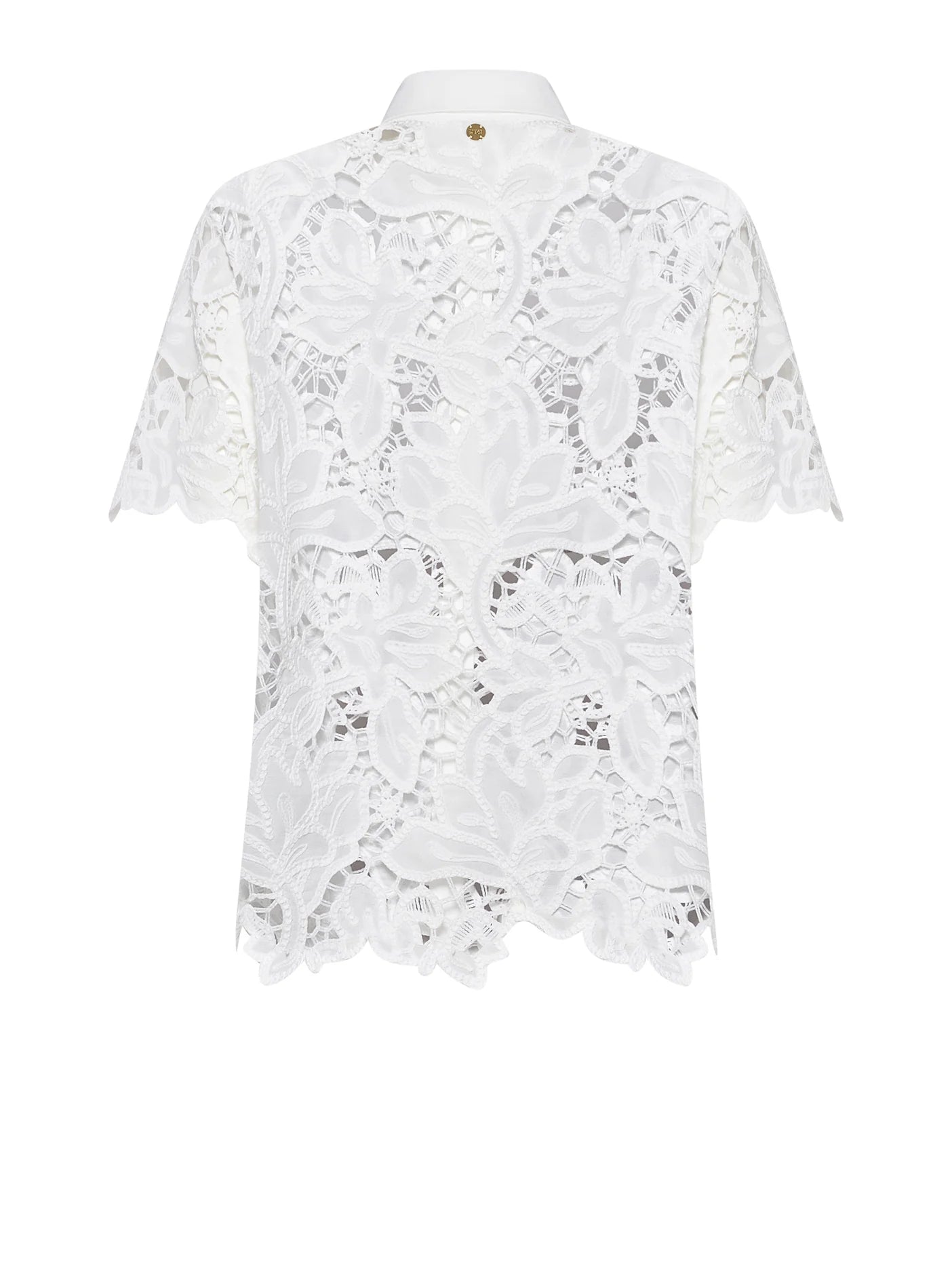 Camisa manga corta blanca encaje.