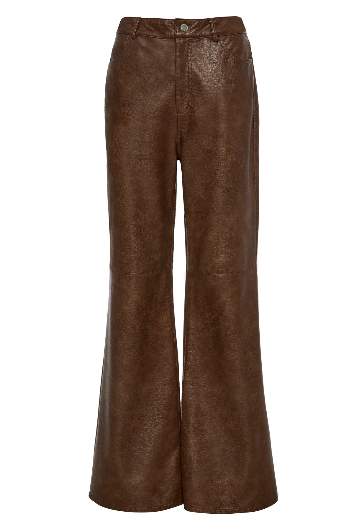 Pantalón marrón efecto piel