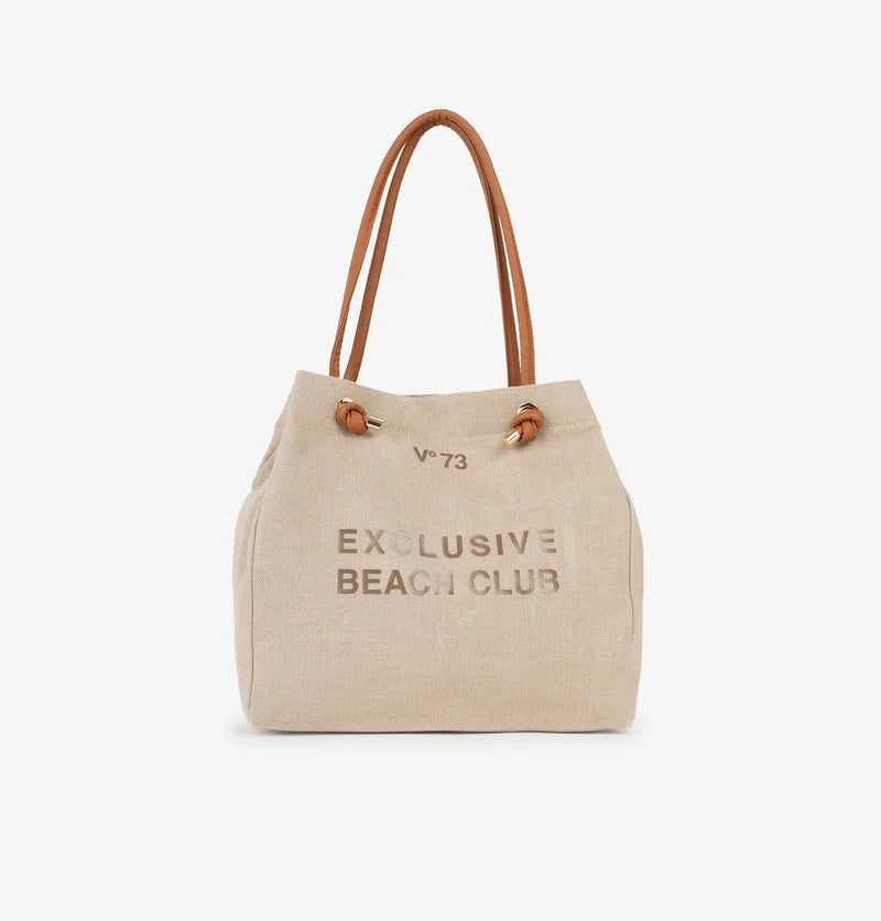 Bolso tote grande beige.
