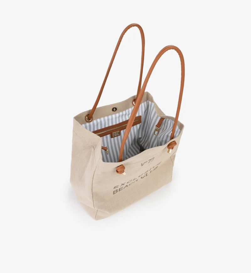 Bolso tote grande beige.