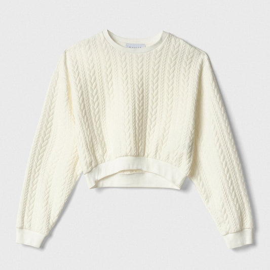 Jersey cropped blanco trenzado