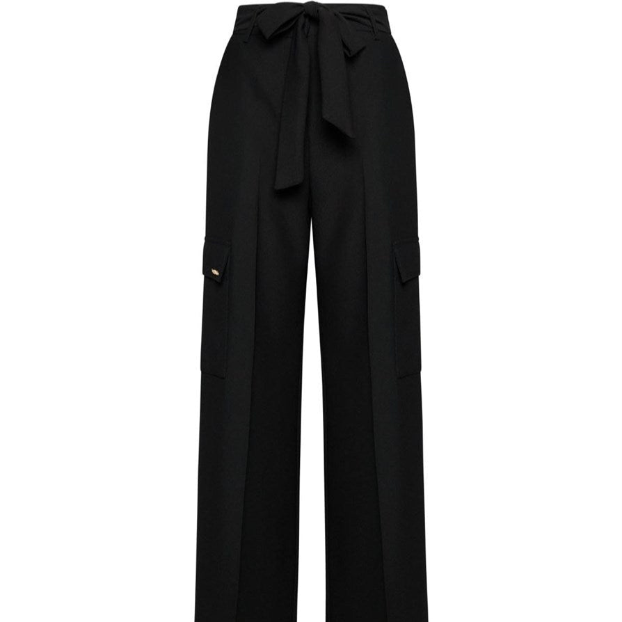 Pantalón cargo largo de tela en negro