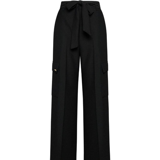 Pantalón cargo largo de tela en negro