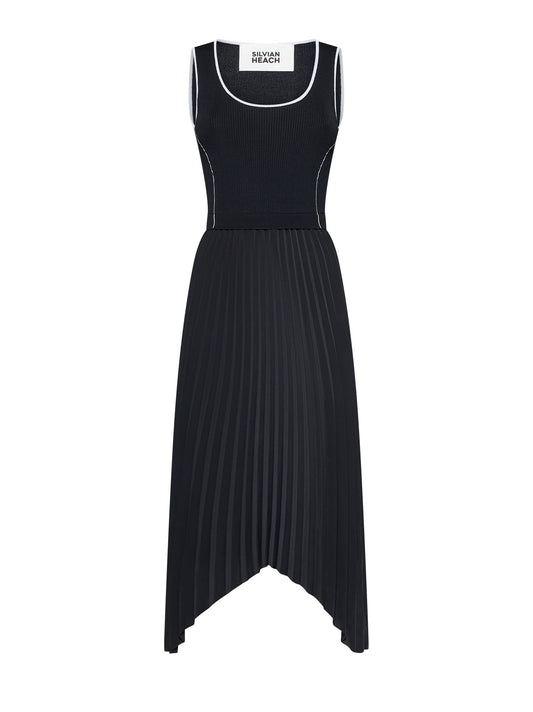 Vestido midi negro sin mangas