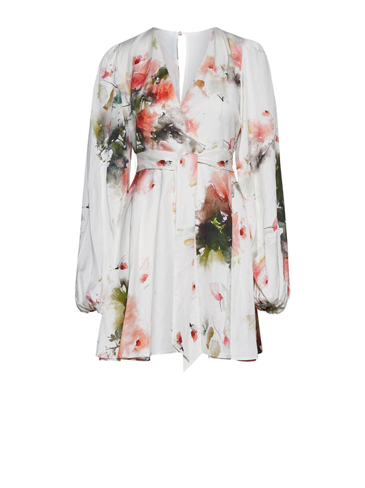 Vestido corto manga larga.