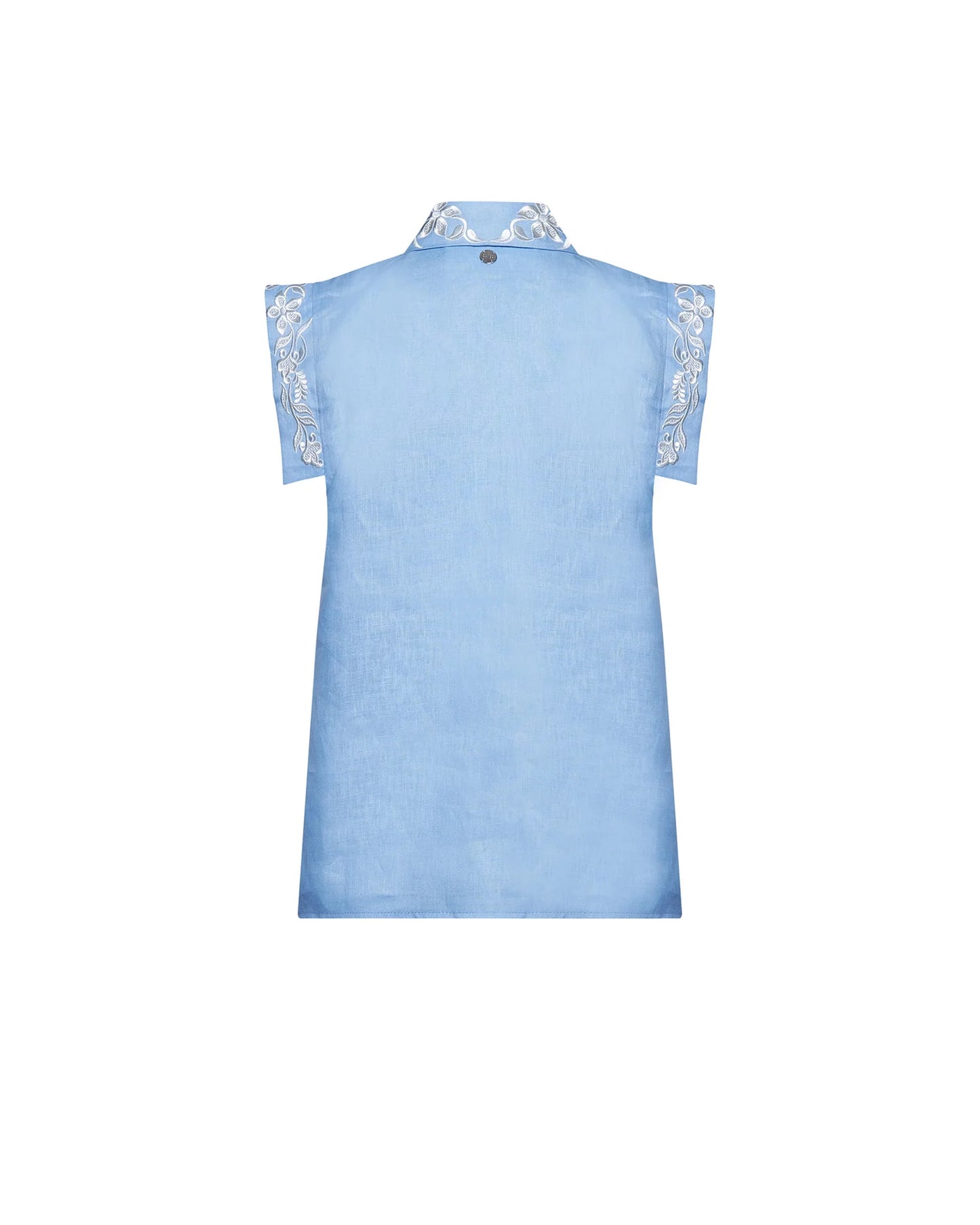 Camisa sin mangas azul.