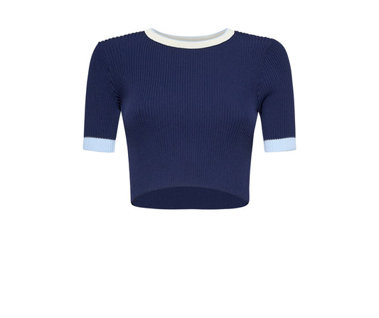 Top manga corta azul.