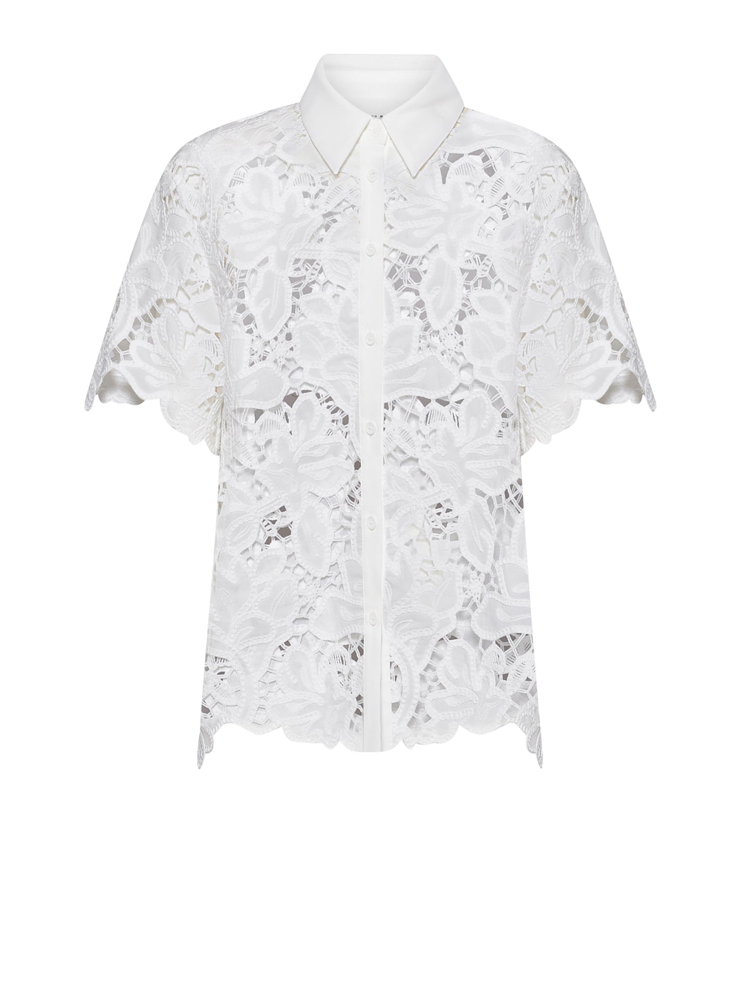 Camisa manga corta blanca encaje.