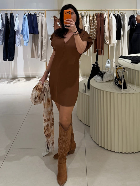 Vestido corto marrón