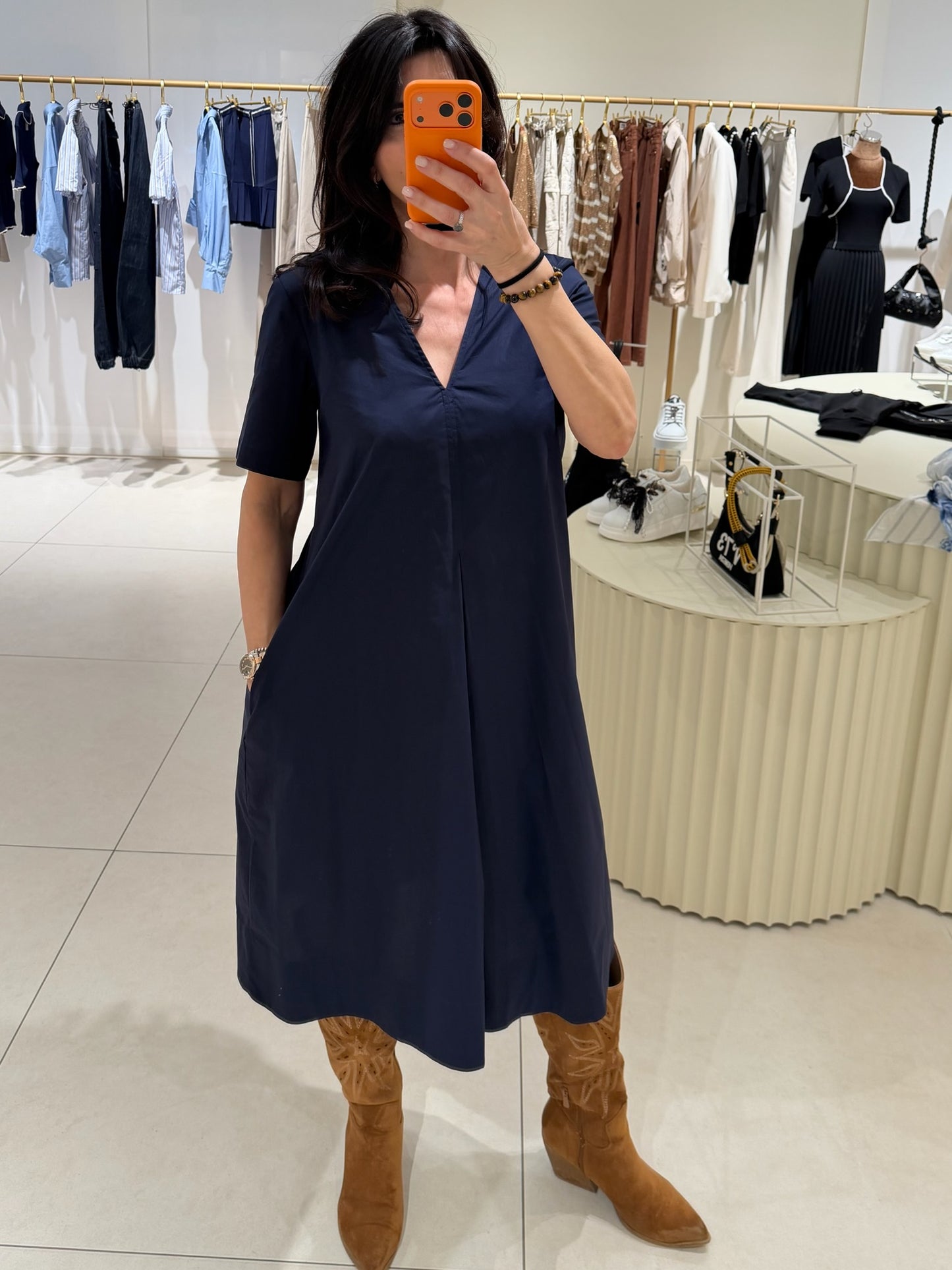 Vestido azul manga corta