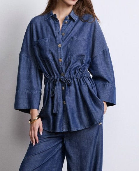 Camisa vaquera manga 3/4.