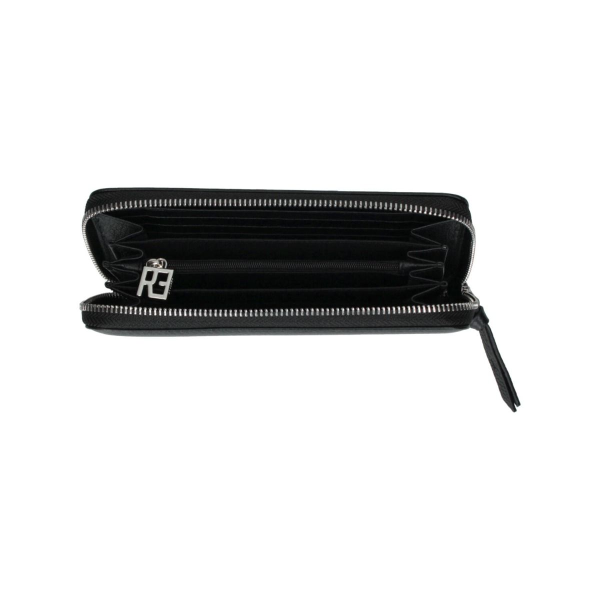Cartera negra de piel.