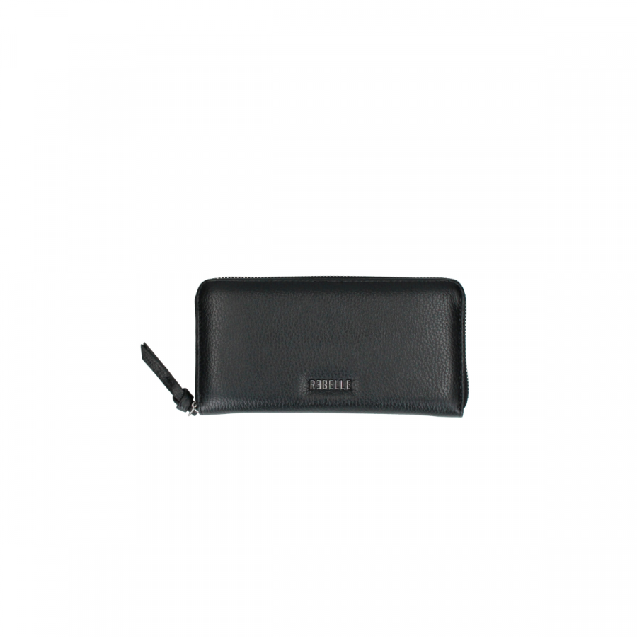 Cartera negra de piel.