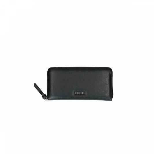 Cartera negra de piel.
