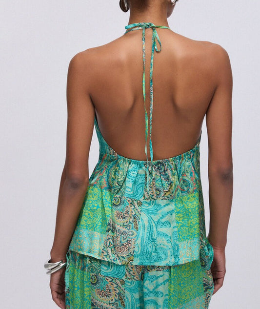 Top estampado verdes.